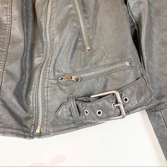 NEW Free People Black Fenix Vegan Moto Jacket S - Picture 10 of 16